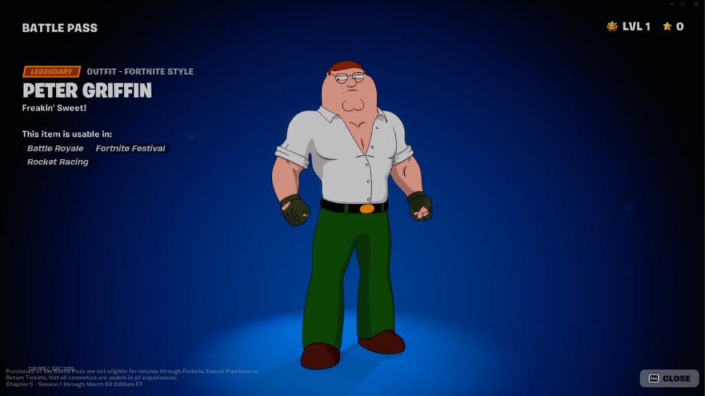 when does peter griffin come to fortnite