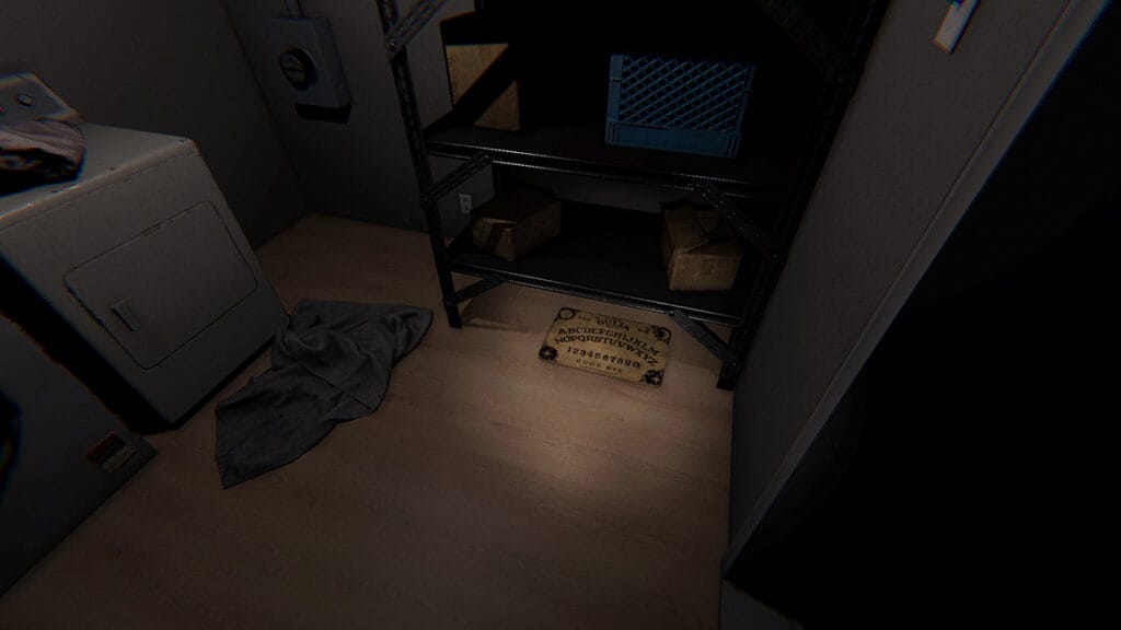 Ouija Board under utility shelves