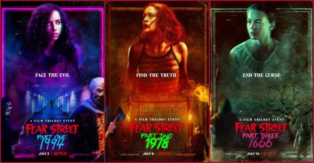 Fear Street Part One, Part Two, and Part Three posters
