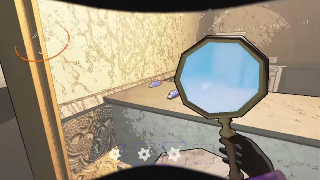 An employee holds up a mirror in Lethal Company on a Challenge Moon