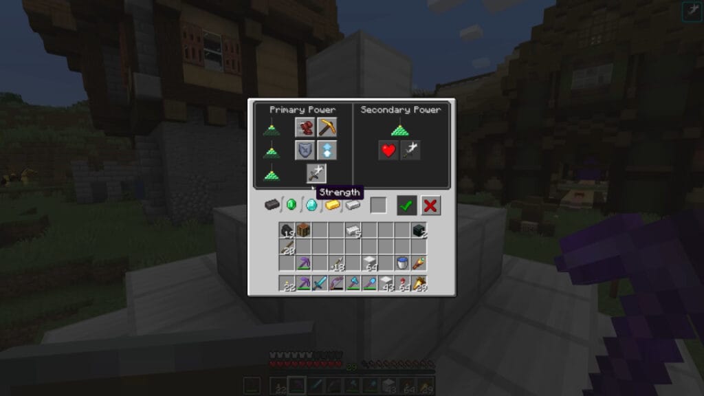 The powers which a beacon grant in Minecraft