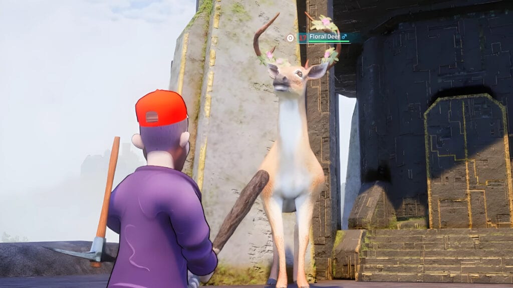 The player faces a Floral Deer in a Palworld mod