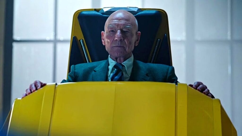 A glimpse at Patrick Stewart during his cameo as Professor X in Doctor Strange in the Multiverse of Madness