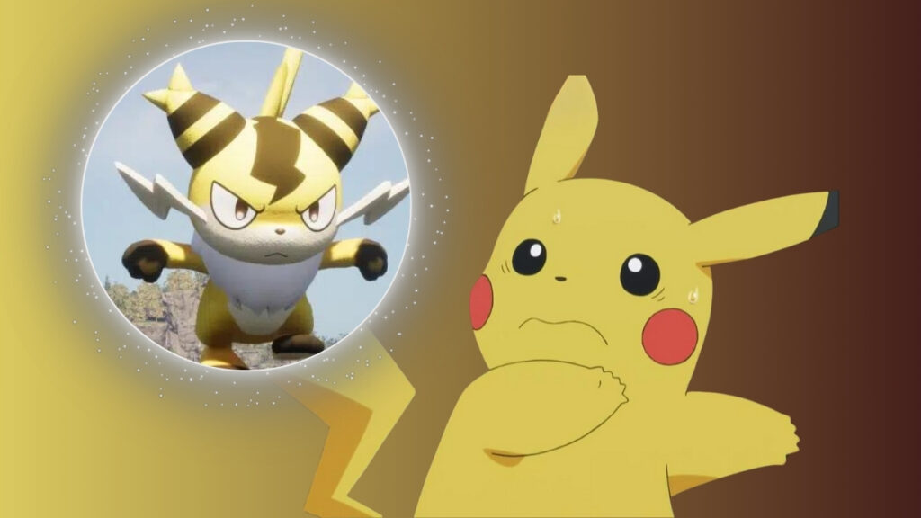 Scared Pikachu with Pal from Palworld