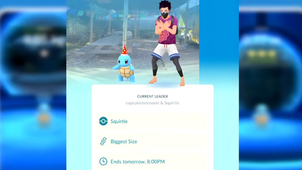 A Showcase from Pokemon GO featuring Squirtle and his trainer