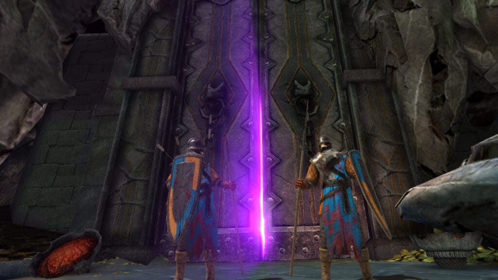 Two guards stand in front of a glowing doorway in Raid: Shadow Legends