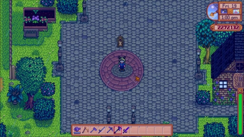 The circle from which you begin your search for the Special Charm in Stardew Valley