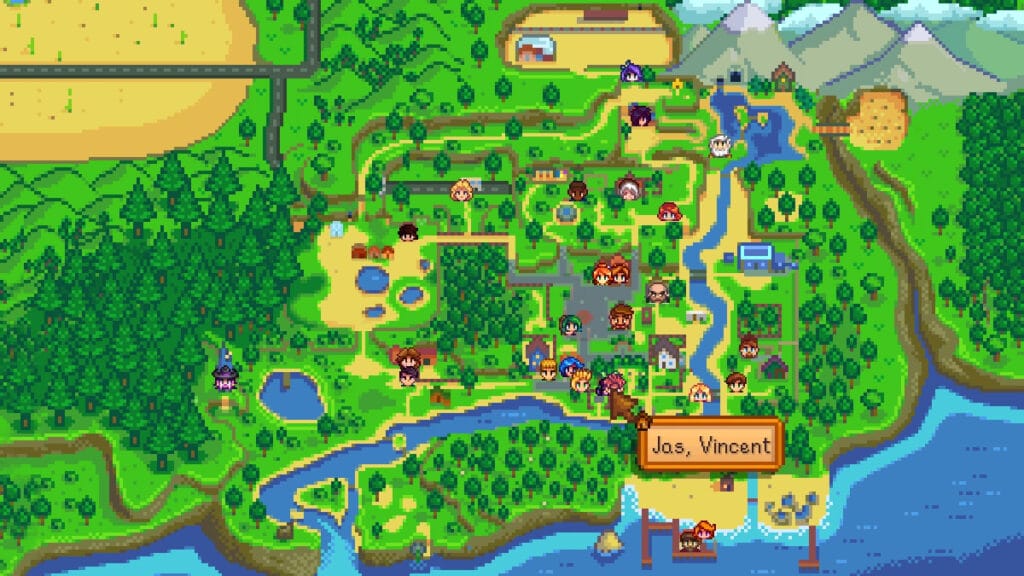 NPC Map Locations mod in Stardew Valley