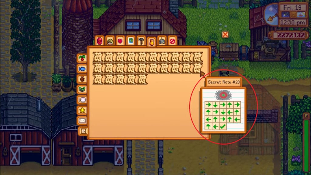 Secret Note 20 in ConcernedApe's farming sim