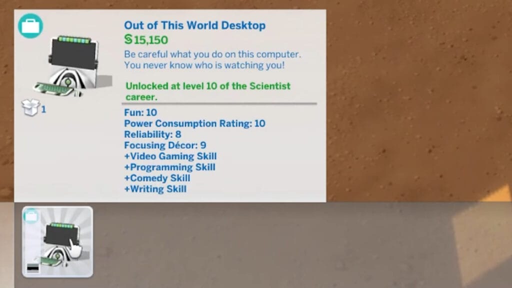 The Out Of This World Desktop in The Sims 4, part of getting abucted by aliens