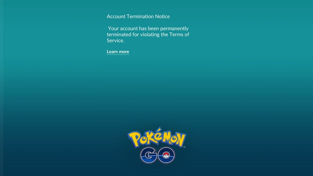 Pokemon Go account gone for TOS violation