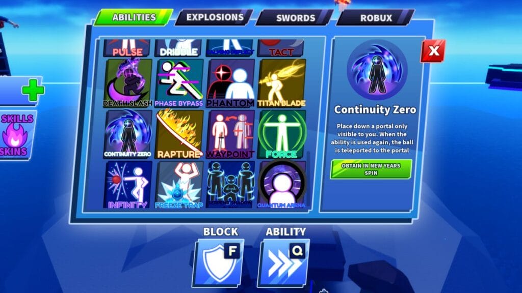 Continuity Zero Ability in Blade Ball