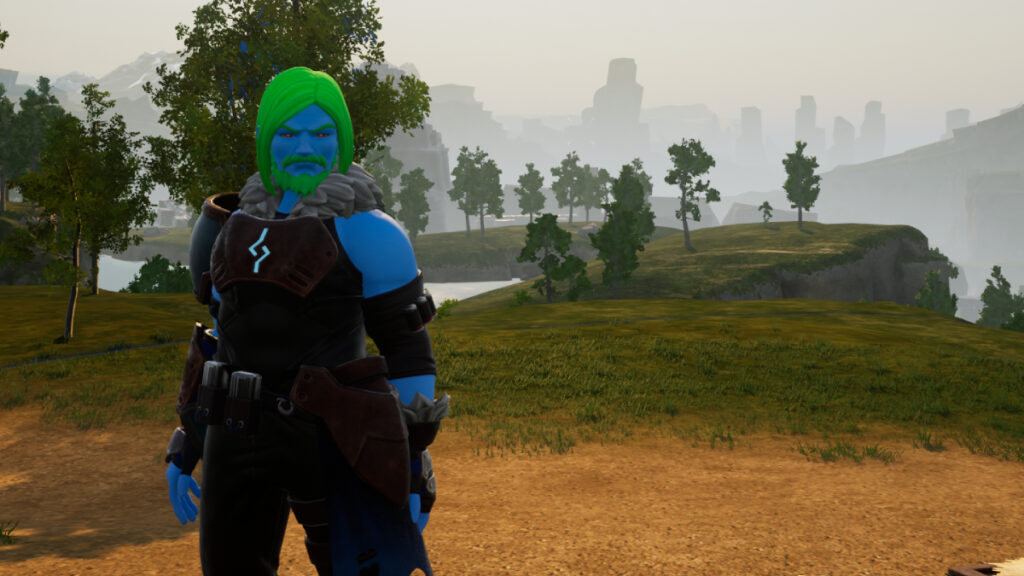 Green hair character posing in Palworld and showing how to fix prevented from playing error