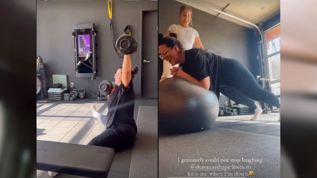 Excerpts from Ashley Graham's workout video. 