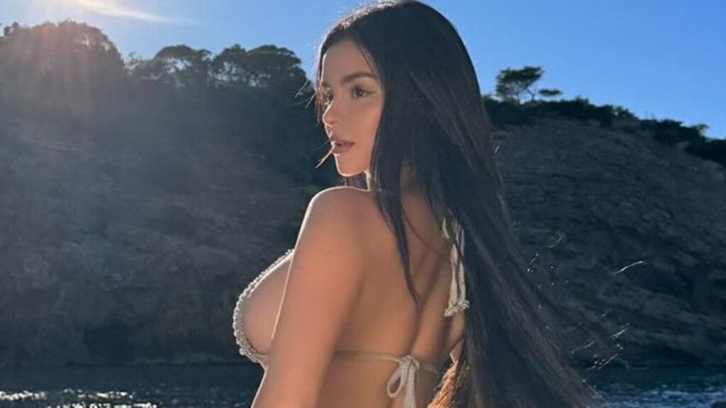 Demi Rose poses in Swimwear on a vacation