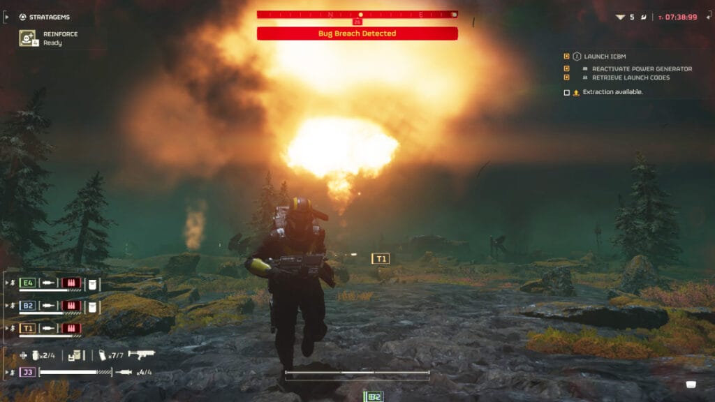 Helldiver running from explosion
