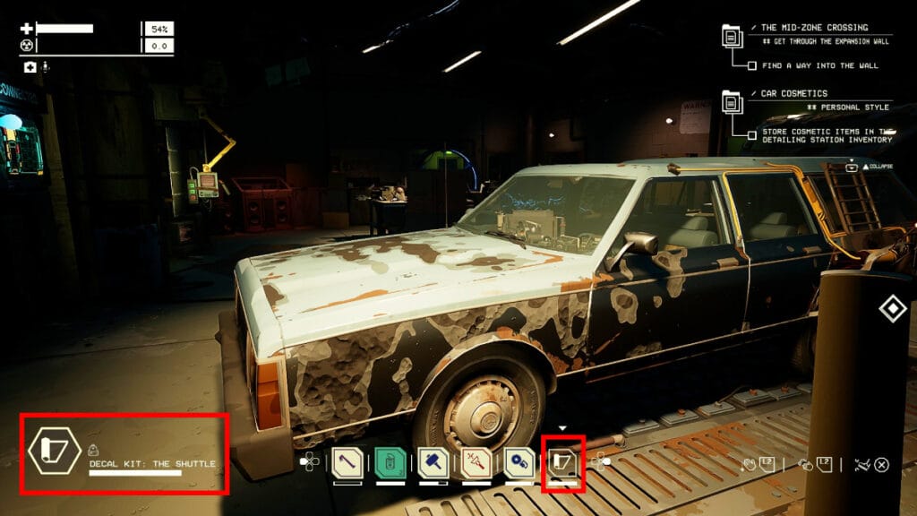 Player customizing car with decals