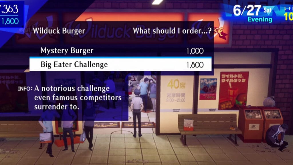 Как пройти испытание Wilduck Burger Challenge в Persona 3 Reload