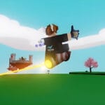 The player rides a firework using the Firework Glove in Slap Battles Roblox