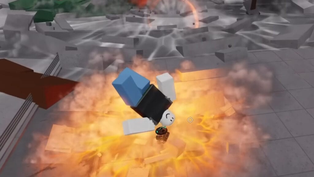 The player is tossed by an explosion