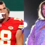 Travis Kelce and Taylor Swift photo merge