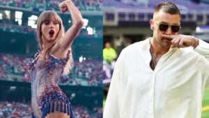 Taylor Swift and Travis Kelce photo merge