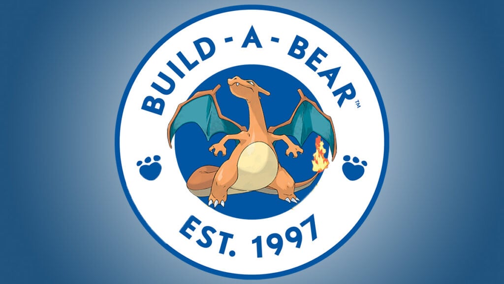 The Build-A-Bear logo modified with a Charizard