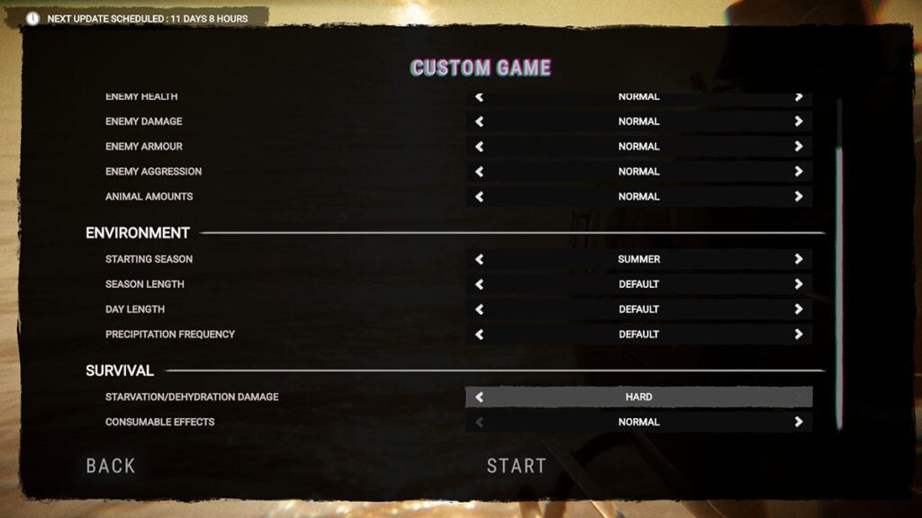Custom Game Mode options screenshot