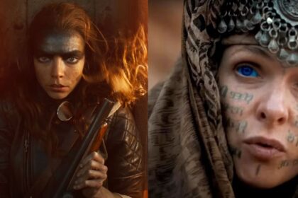 A shot of Anya-Taylor Joy from the Furiosa trailer and Rebecca Ferguson from Dune: Part Two