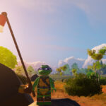 Lego TMNT Donatello character holding a fishing rod in Lego Fortnite