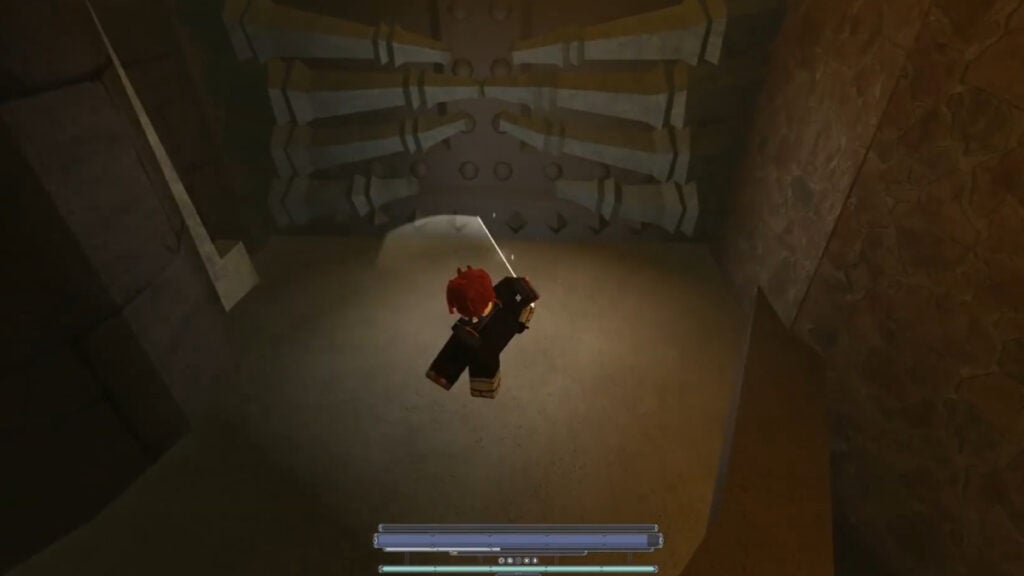 A character attacks a Skeleton Key wall in Deepwoken