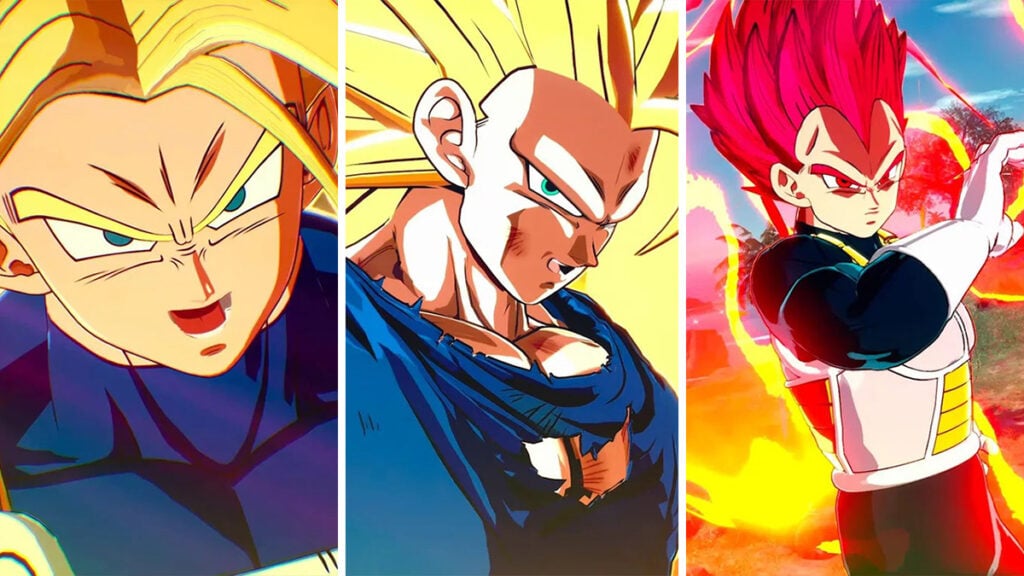 Trunks, Goku, and Vegeta, as they appear on Dragon Ball Sparking Zero.