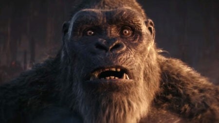 Kong surprised in Godzilla x Kong: The New Empire, which might have a post-credits scene.