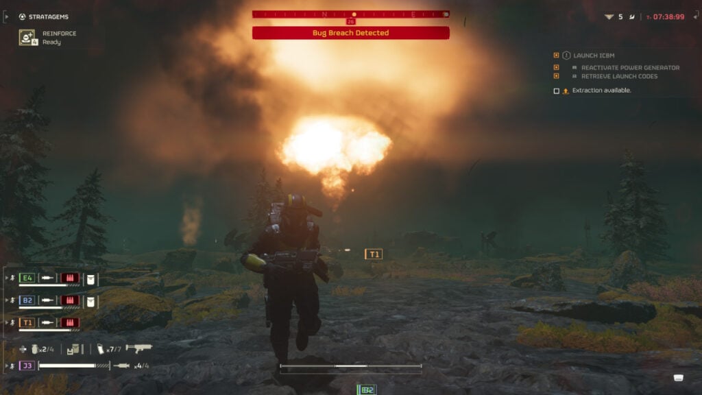 Helldiver running from explosion