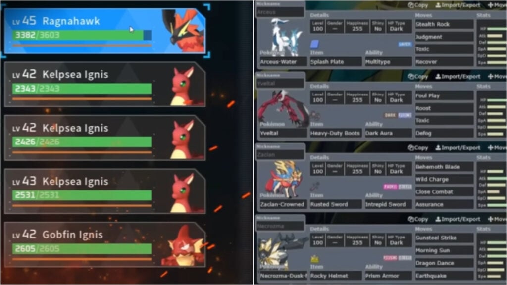 Team size differences in Pokemon and Palworld