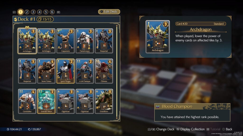 Queen's Blood edit deck menu