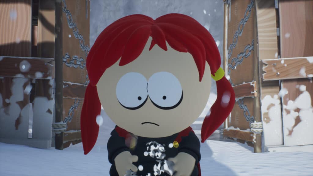 The new kid stands outside in the snow in South Park: Snow Day!