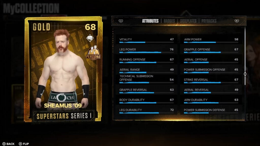 The Persona Card for Sheamus '09 in WWE 2K24