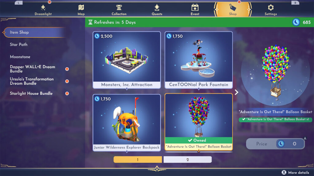 Disney Dreamlight Valley adds Star Path rewards to the item shop