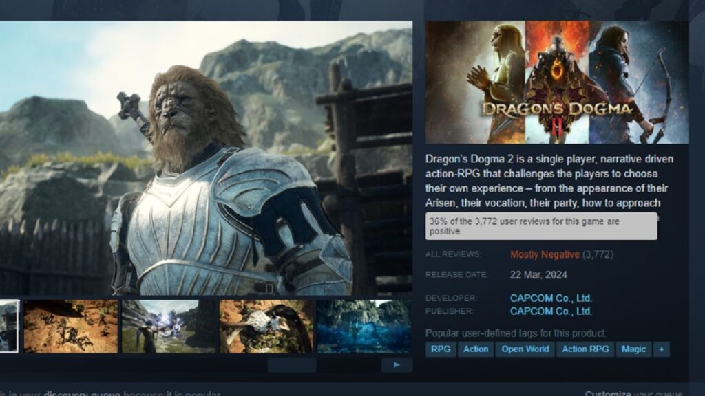 Dragon's Dogma 2 Steam reviews