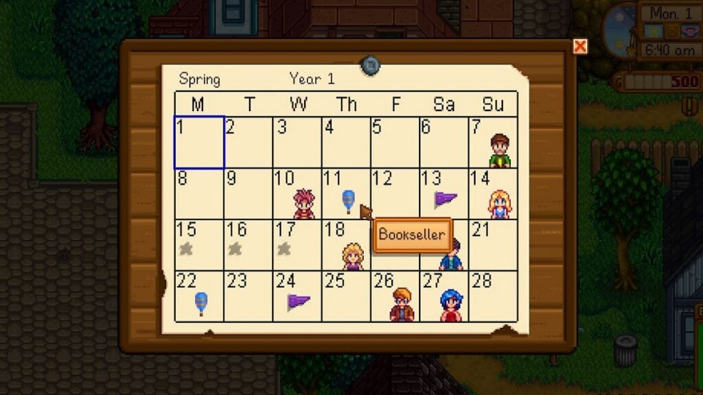 Bookseller Date of Appereance in Stardew Valley