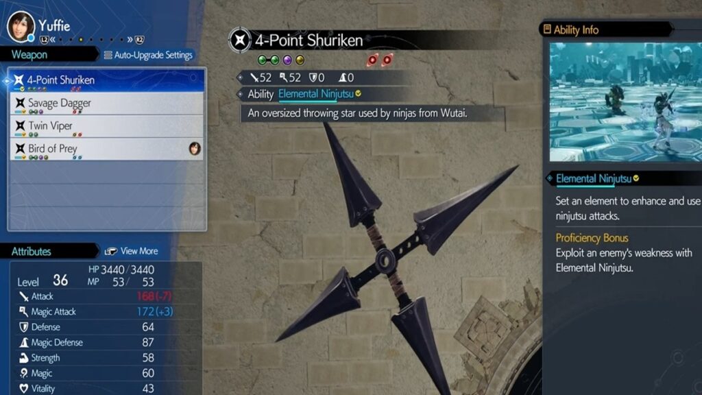 4 Point Shuriken - final fantasy 7 weapons locations