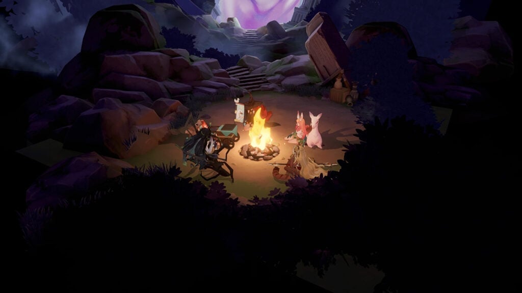 The heroes gather around the fireplace in AFK Journey. 