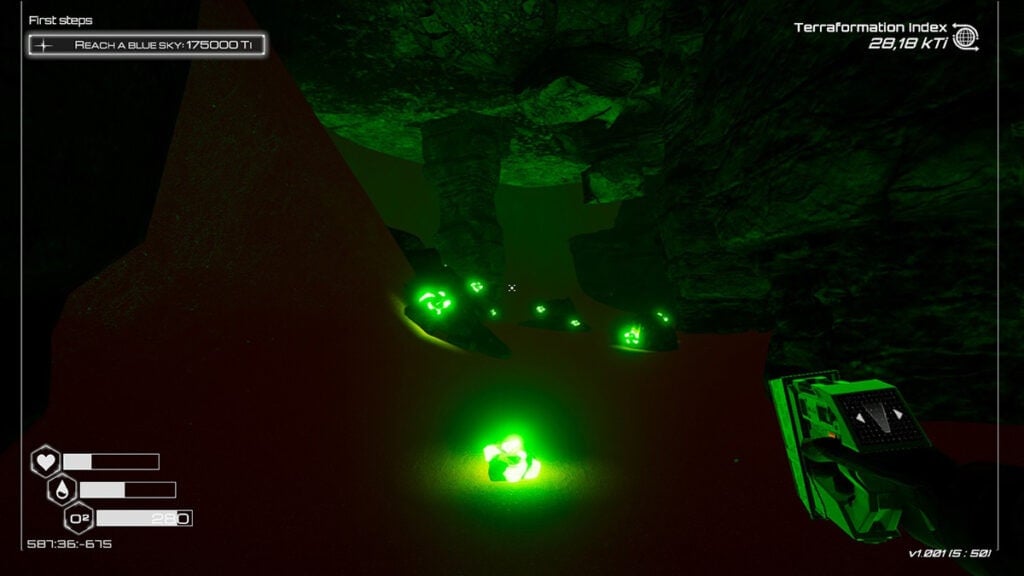 The Gate Desert Uranium Cave, as showcased in The Planet Crafter.