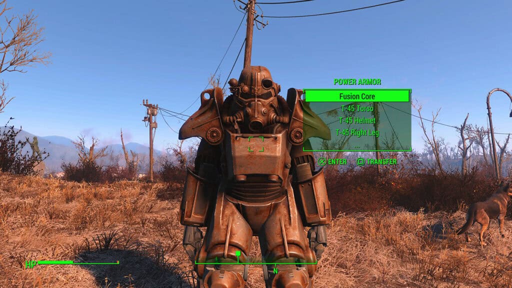 The T-45 Power Armor in Fallout 4.