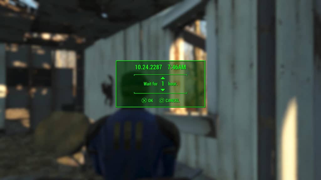 The Wait screen in Fallout 4.