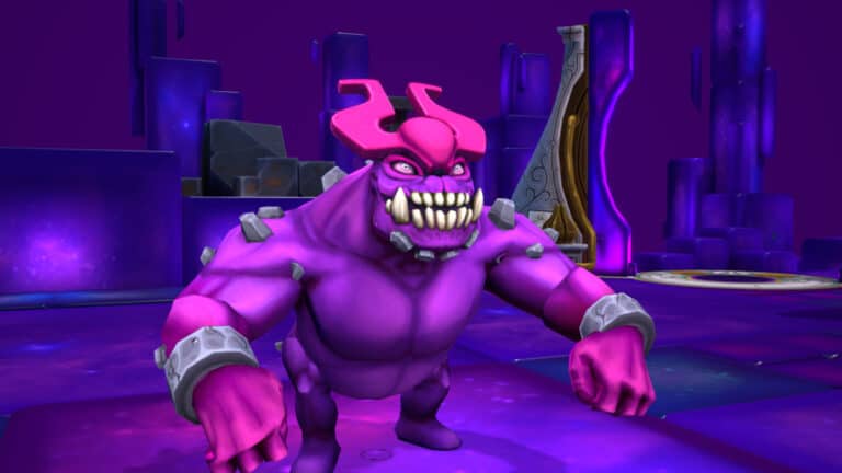 A hulking purple monster menaces the player in Inkbound
