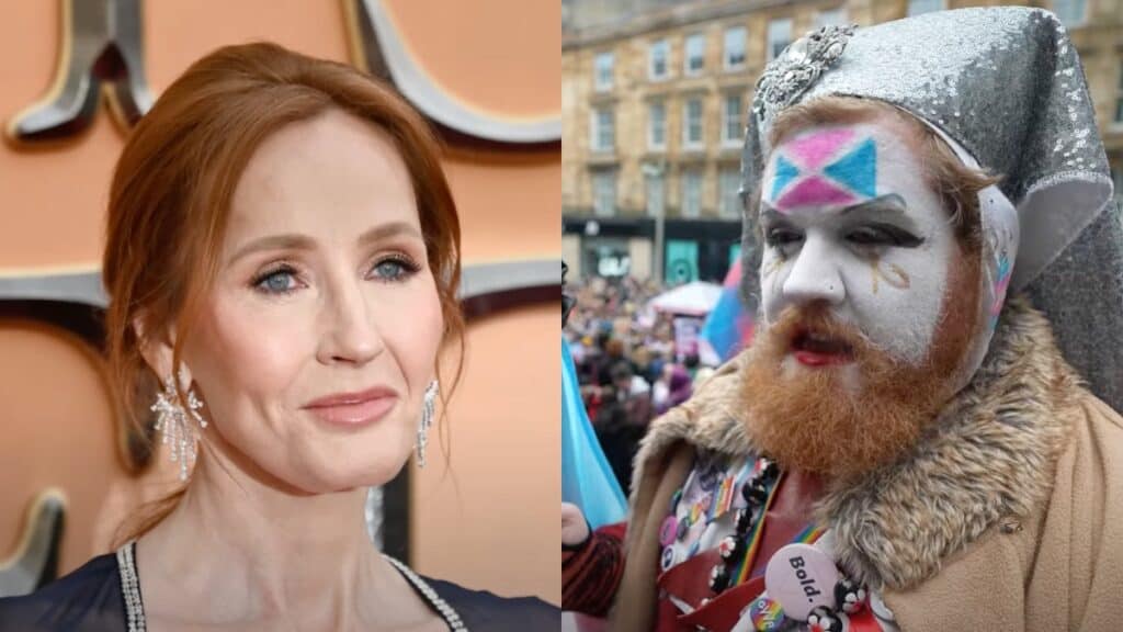 J.K. Rowling and a transgender person