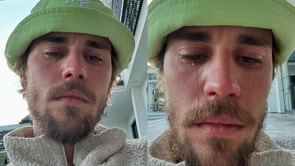 Justin Bieber crying in new selfies