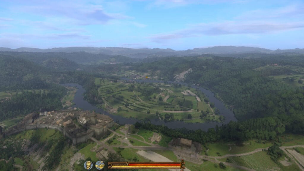 The landscape of Bohemia, around which the player can teleport using the Cheat mod in Kingdom Come: Deliverance